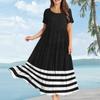 Women's Casual Loose Bohemian Striped Printed Short Sleeve Dress