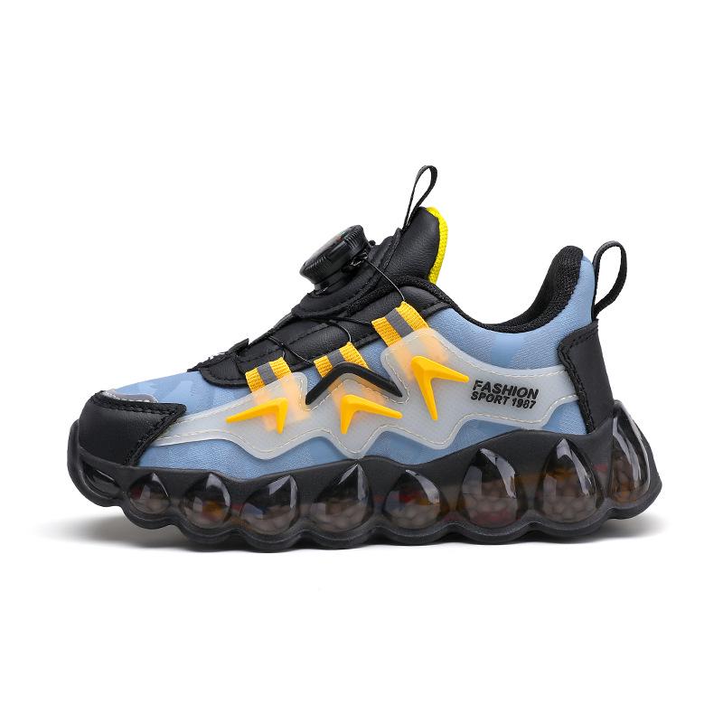 Mesh Sports Shoes with Rotating Buttons for Boys - Soft Sole Running and Basketball Shoes for Children