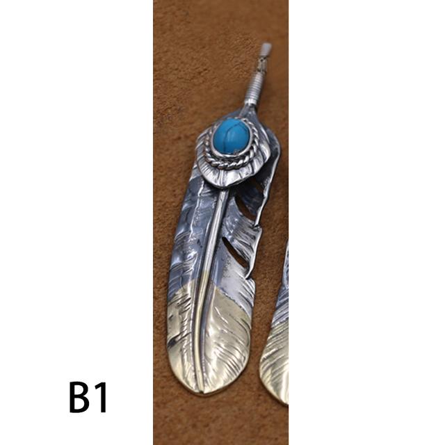 

Ювелирные изделия из стерлингового серебра S925 в стиле ретро, ​​тайское серебро для мужчин и женщин, подвеска с бирюзовым пером, подвеска-цепочка на свитер серебряный