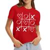 Women's Casual Valentine's Day Printed Short Sleeved Loose Round Neck Pullover Top Top