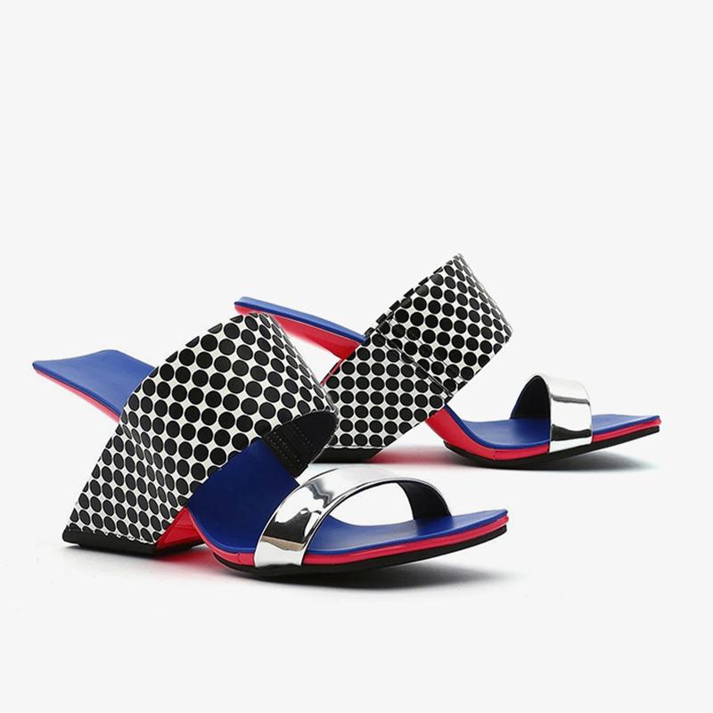 2024 New Brand Design Women Sandals Spring Summer Peep Toe Slippers Thick Heels Genuine Leather Shoes Woman Fashion Casual Pumps
