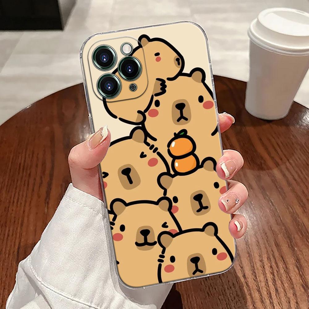 Capybara Cute Transparent Case For Apple iPhone 17 16 15 14 13 12 11 Pro Max 16 Plus 16E 17Air 17Pro Phone Cover Silicone Funda