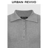 UR 2025 Autumn Women's Grey Button Cropped Polo Knit Top