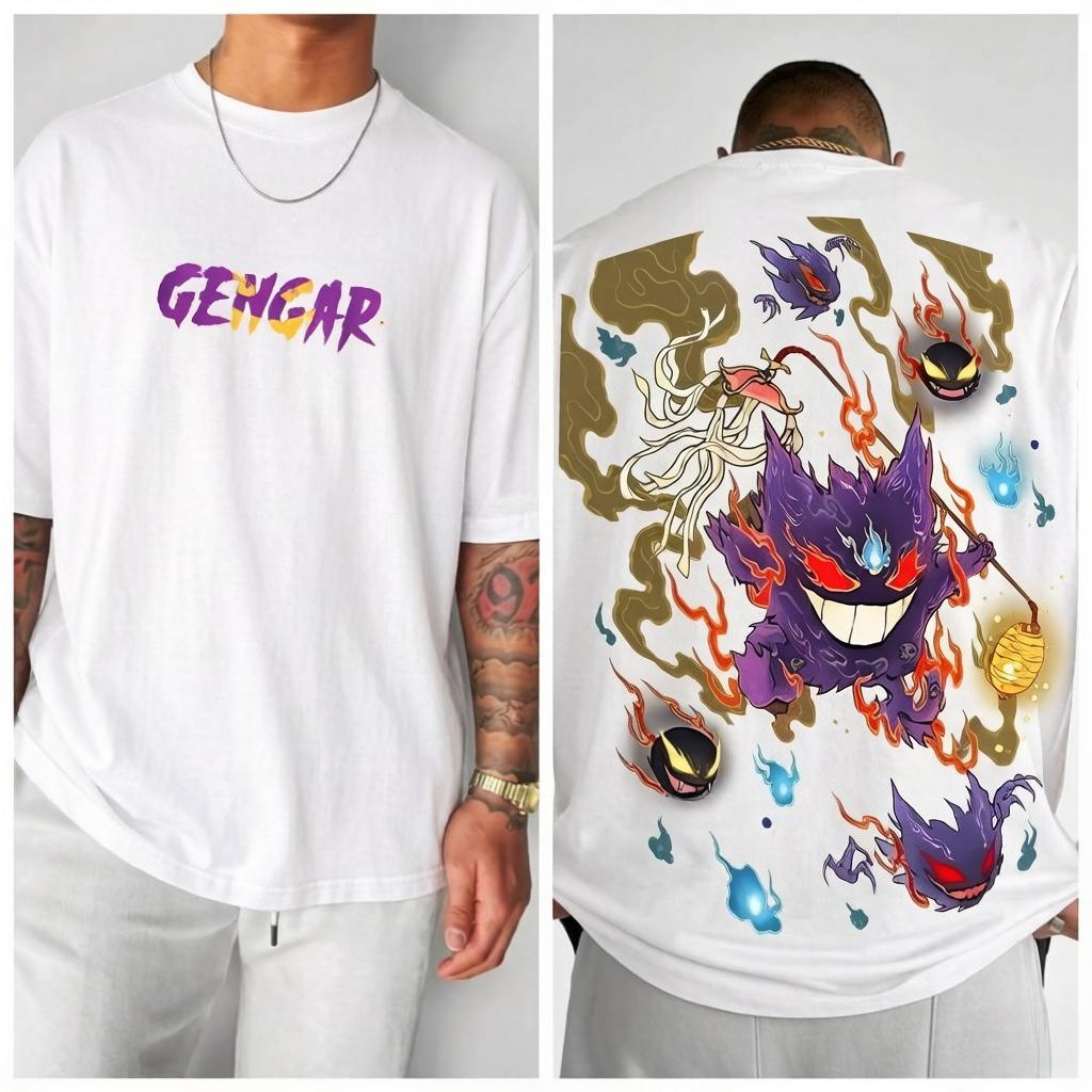 Animated Product Pattern Printed T-shirt for Men and Women Summer Cotton Street Fashion Brand Top