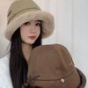 Wide Brim Fluffy Fur Bucket Hat Windproof Warm Cap Kawaii Winter Fisherman Hat  Streetwear