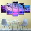 No Framed PurpleSunset Tree Lake 5 Piece Wall Art Canvas Print Posters Paintings Oil Painting Living Room Home Decor Pictures