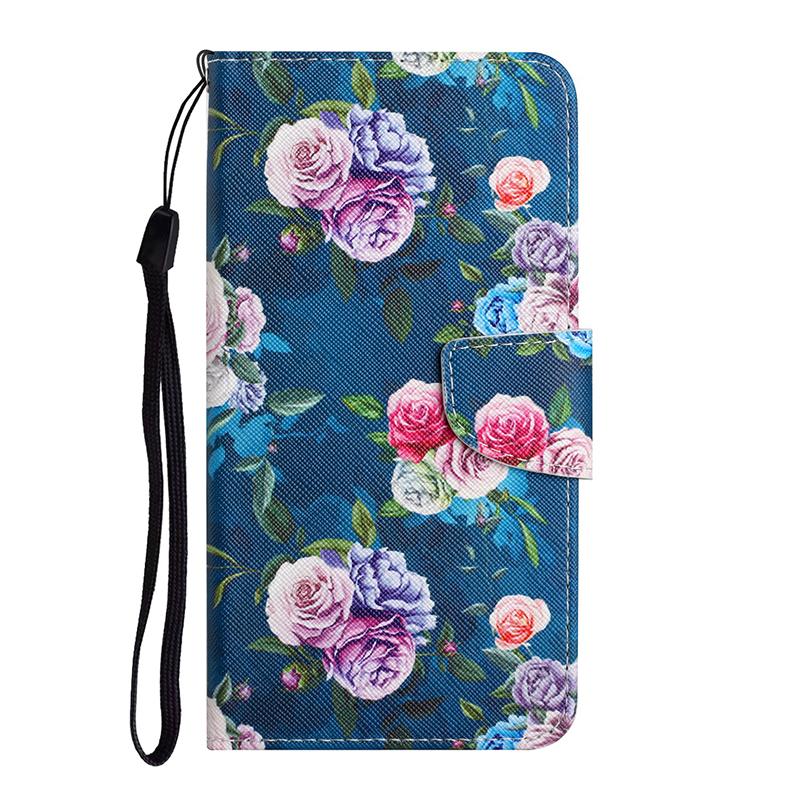 Cute Flower Cat Painted Leather Flip Case For iPhone 6 6S 7 8 X XR XS Max 11 Pro Wallet Card Holder Book Cover Etui