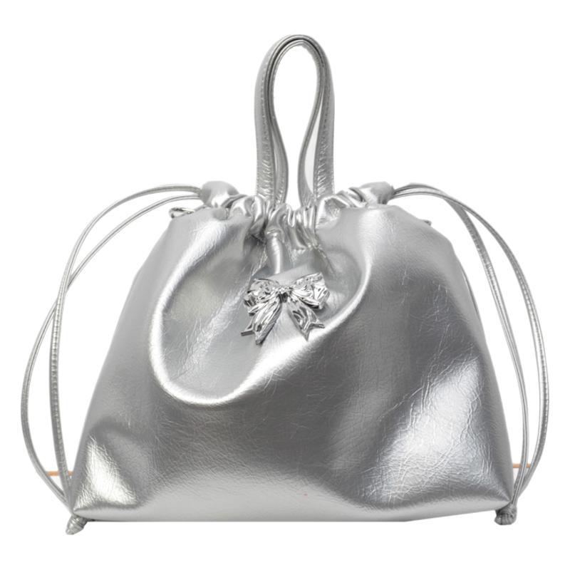 Trend pleated cloud bag women's 2025 new fashion popular bow crossbody backpack chain bucket bag