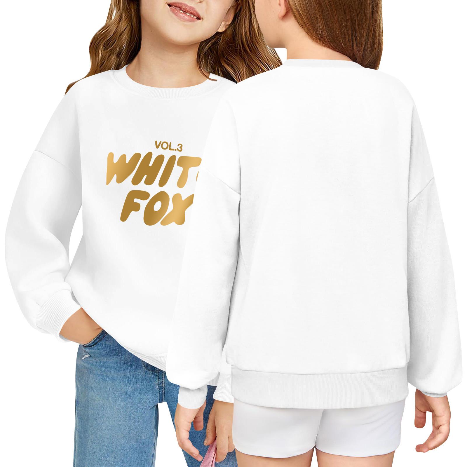 

Детский пуловер свободного кроя с длинным рукавом, с принтом букв и круглым вырезом 120 белый