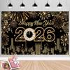 Black Gold 2026 New Year Backdrops Colorful Balloon Photo Background Party Background  Photo Studio