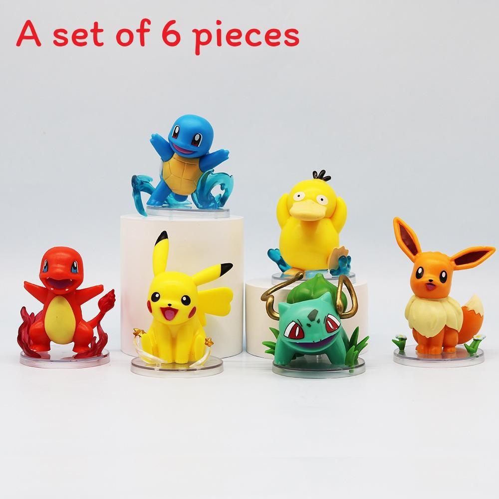 Psyduck Bulbasaur Charmander Squirtle Eevee Model Doll Set Ornament