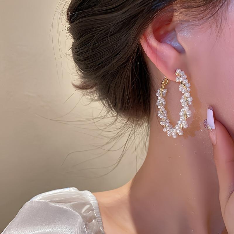 Luxury Female Big Round Hoop Earrings for Women Imitation Zircon Earrings Trendy Fashion Wedding Zircon Gifts