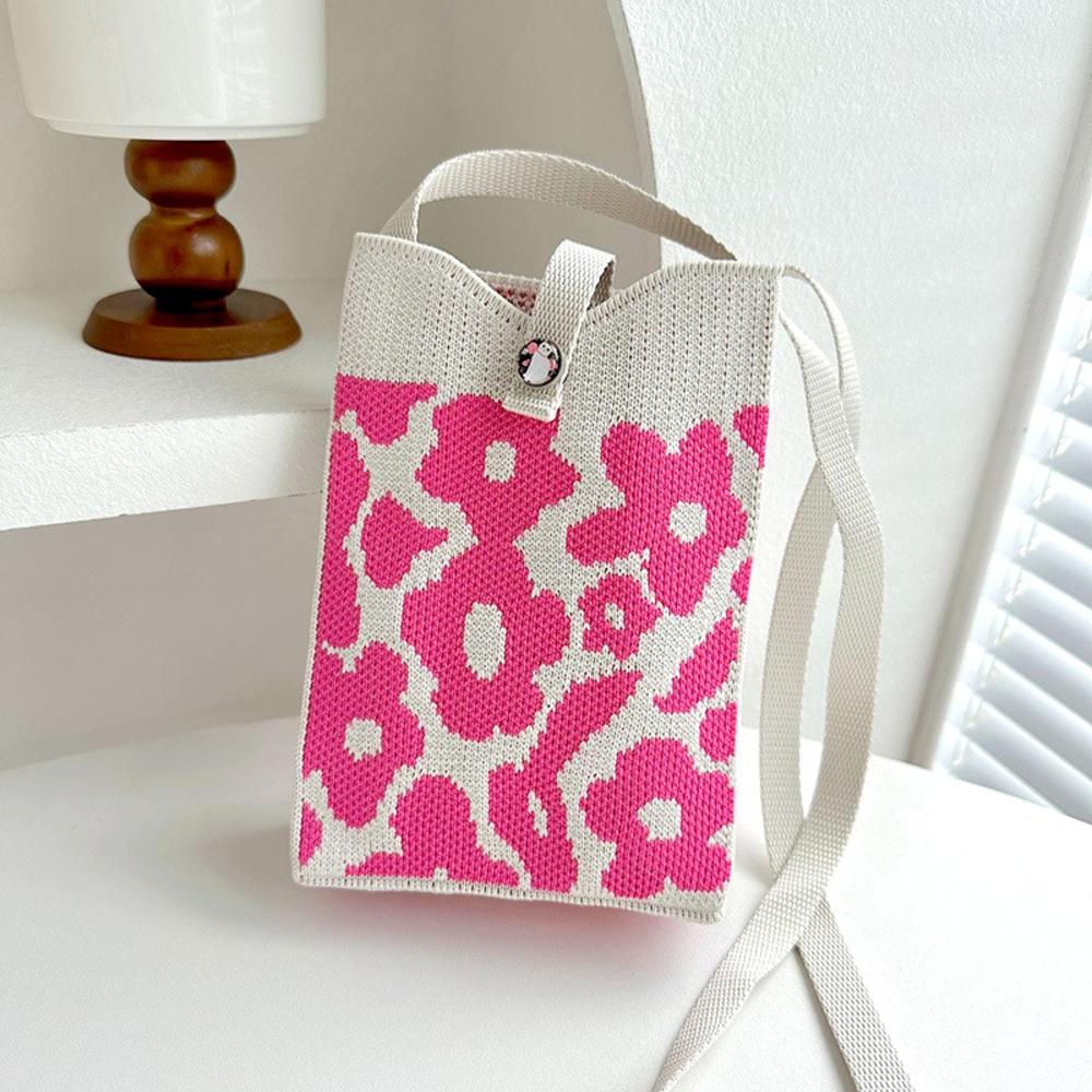 FASHION 2024 Knitted Mini Cross-Body Mobile Phone Bag Korean Versatile Student Commute Shoulder Bag Square Small Purse Handbag For Women