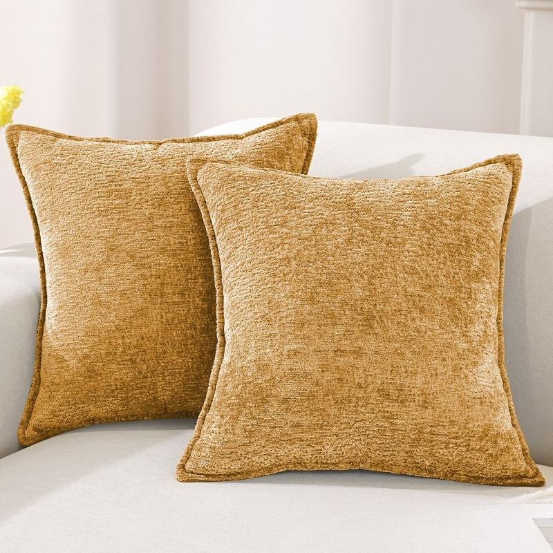Large Size Thickened Chenille Throw Pillow Cover Removable Washable Solid Color Sofa Square Waist Cushion Case Home Decoration
