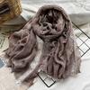 New Cotton-blend Scarf for Summer Scarf Jacquard Lace Short Beard Long Scarf Sun Shawl