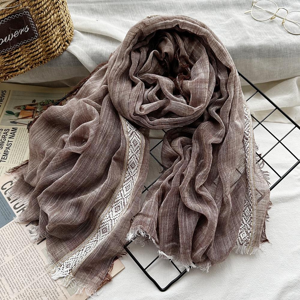 New Cotton-blend Scarf for Summer Scarf Jacquard Lace Short Beard Long Scarf Sun Shawl