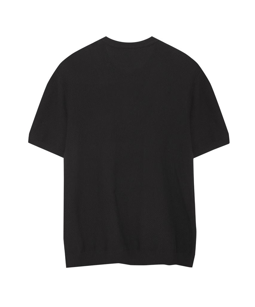 IRONYPORNO WHITELINE 86-Iro355 Basic One-Button Round Short Sleeve Knit Black