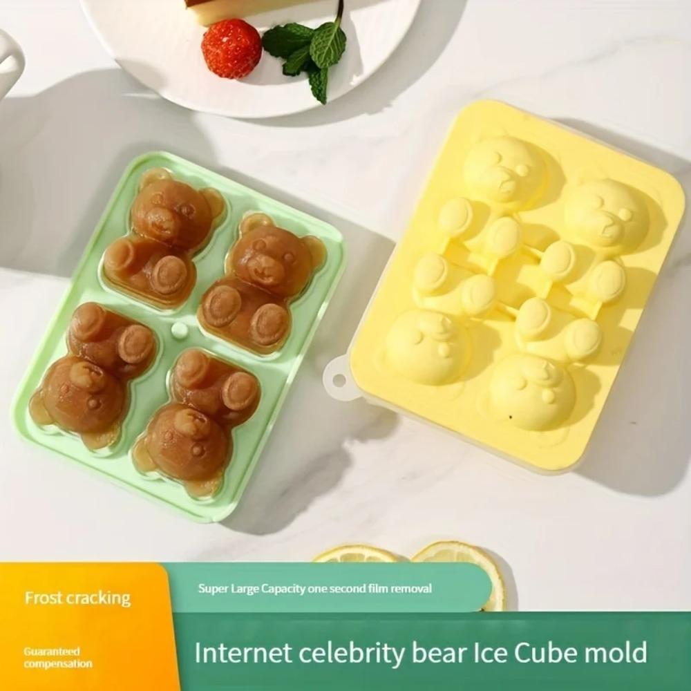 Bear Ice Pop Molds Cartoon Molds Silicone Homemade Frozen Baby Molds Maker Bpa Free Reusable Easy Unmold