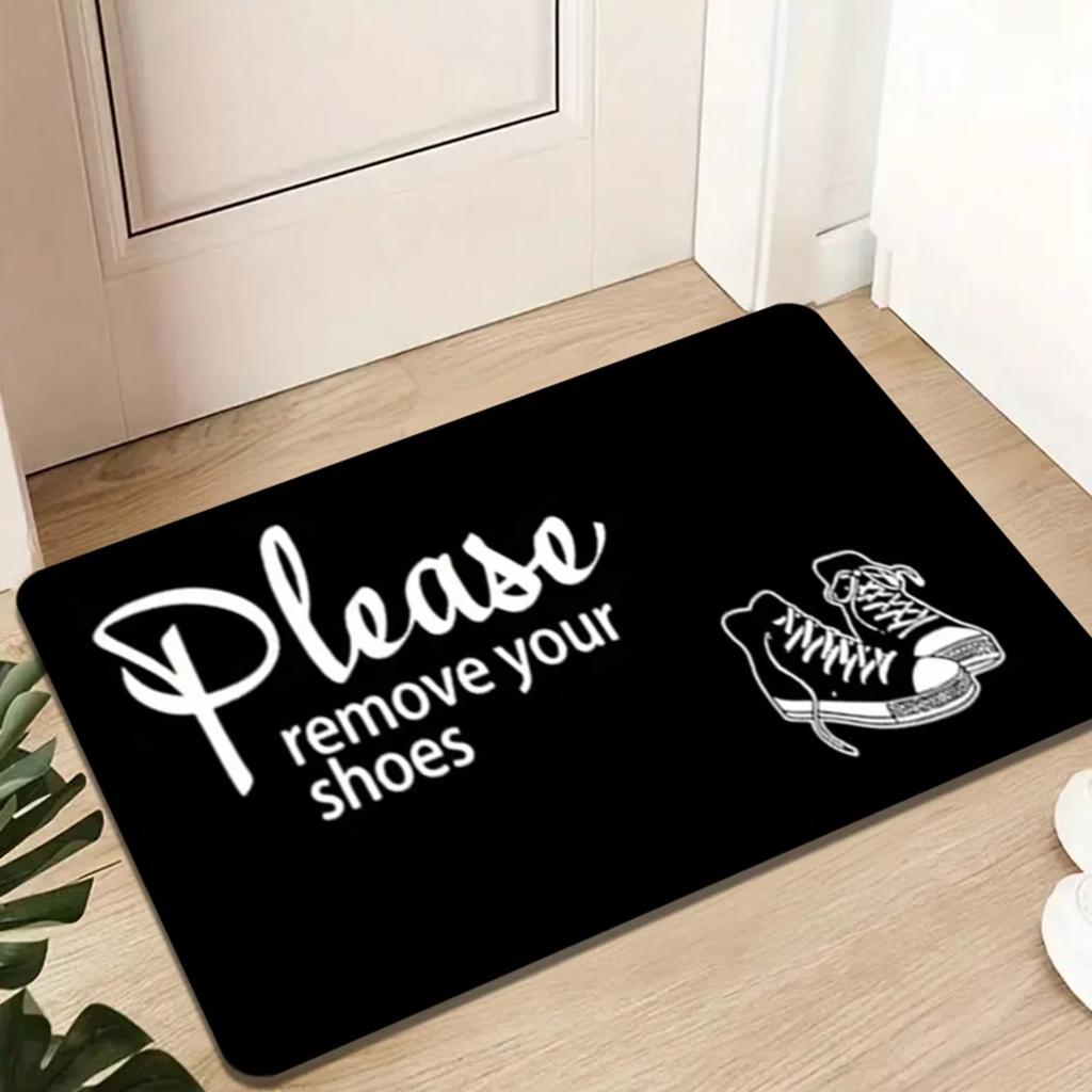Please Remove Your Shoes Pattern Welcome Rug Kitchen Bathroom Entrance Doormat Non-slip Bedroom Decor Rug Floor Mats Foot Mat