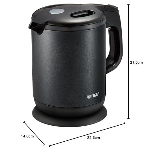 TIGER Electric Kettle, Water Boiler, Stainless Steel, 0.8L, Prevents Hot Water from Tipping Over, Prevents Dry Cooking, Steam-free, Pearl Black PCH-G0