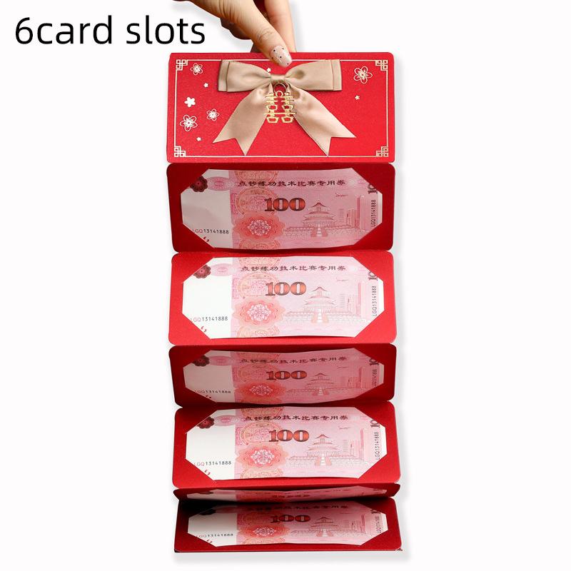 New 6/10 Slots Bowknot Folding Red Packets 2026 CNY Cash Gift Bag Valentine's Day Birthday Wedding Spring Festival Red Envelope