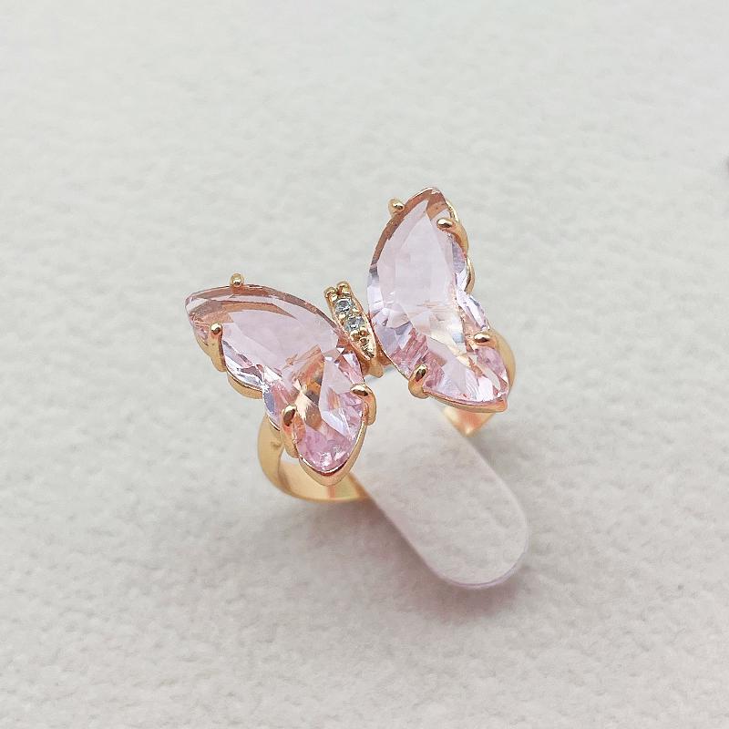 16 Colors Crystal Butterfly Ring Fashion Popular Women's Party Jewelry Charm Adjustable Ring Best Friend Gift Wedding Gift