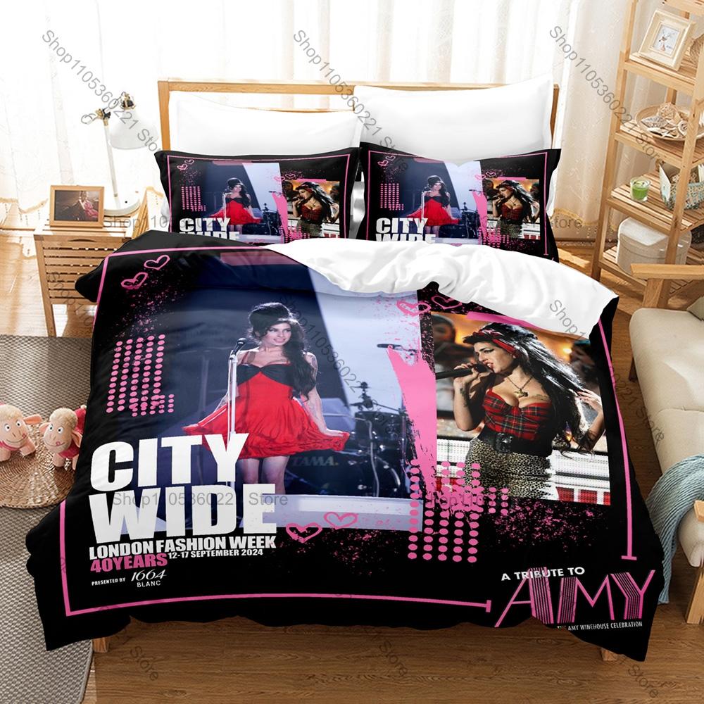 Personality Amy Winehouse Fans Gift Bedding Set New Duvet Cover Pillowcase High Quality Bed Set For Jazz & Soul Music Lovers Ret