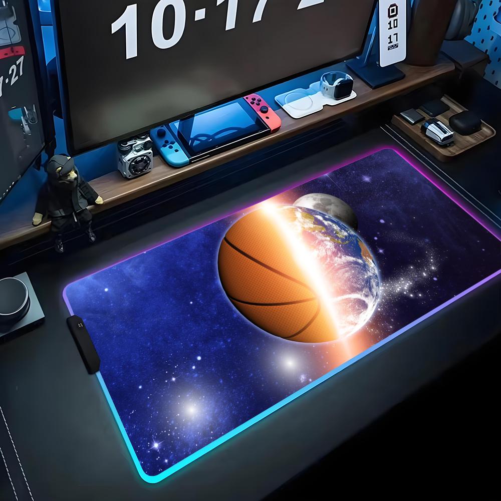 

basketball Mouse Pad RGB Gaming Mousepad Big LED Pad PC Desk Mat Luminous Mouse Pad Large Keyboard Mats Table Rug With Backlit 600x300x3mm