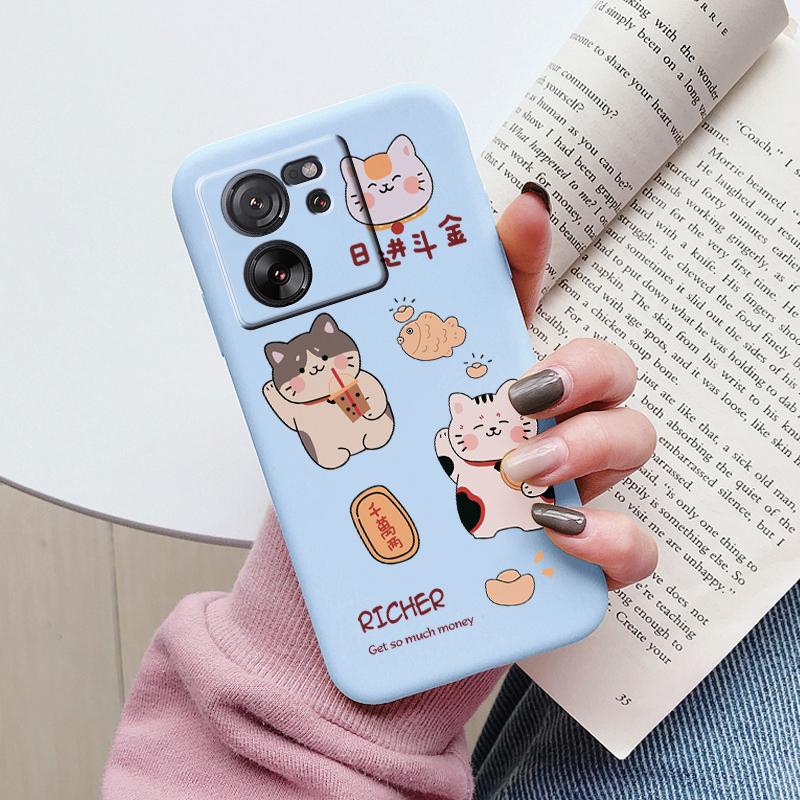 Cute Cat Case For Xiaomi 13T Pro Silicone Soft Back Cover Lovely Cartoon Painted Capa Shell For Xiaomi 13T Fundas 13tpro Coque