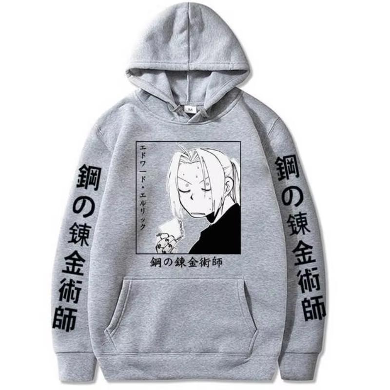Anime Fullmetal Alchemist Kapuzenpullover für Herren Damen Hoodies Lässig Locker Streetwear Harajuku Unisex Sweatshirt Vintage Kleidung Oberteile