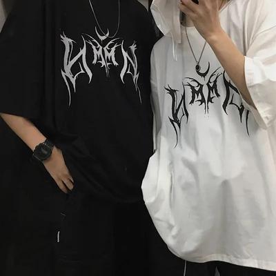 Y2K Kadın Tişört Hip-Hop Bol Punk Harf Baskılı Kadın Harajuku Oversize Kısa Kollu Üstler Y2K Giyim Vintage Tişört