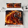 3pcs Tiger Bedding Sets 3D Printed Fire Tiger Wrinkle Resistant Breathable Duvet Cover Sets With Pillowcases No Filling