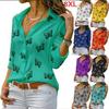 Butterfly Print Lapel Style Shirt Women Loose Fit