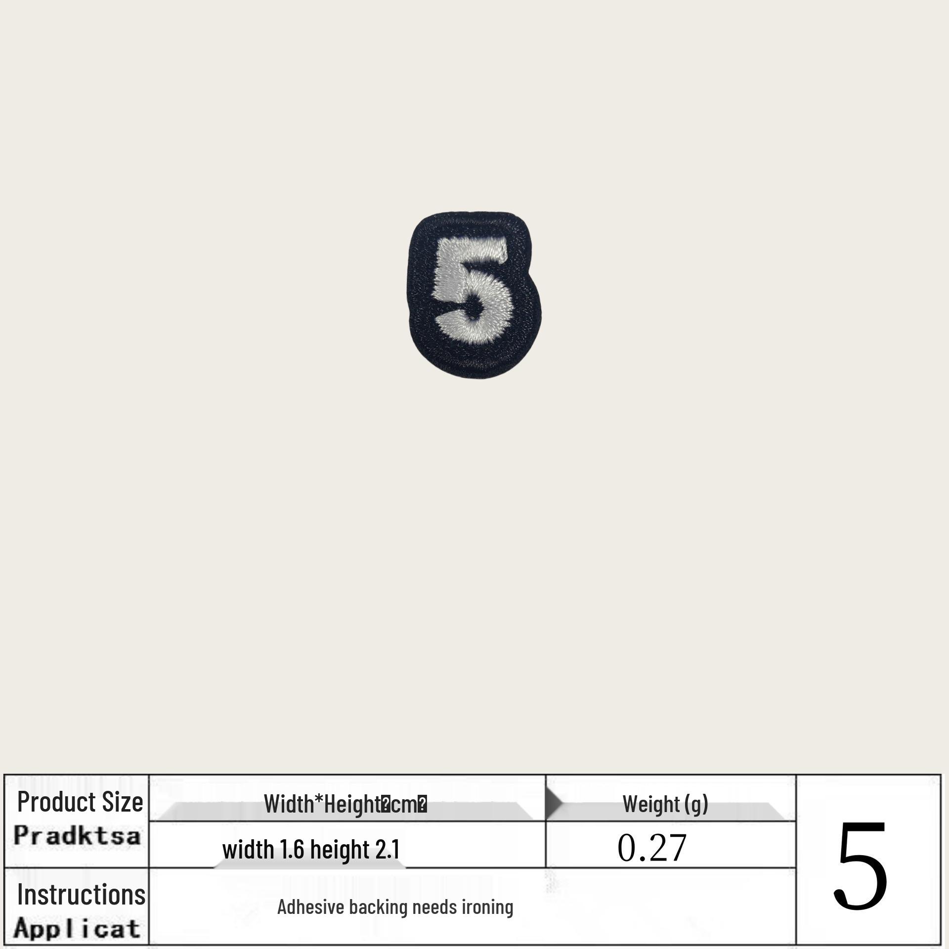 

White 0-9 Iron-on Embroidered Number Patches for Clothing