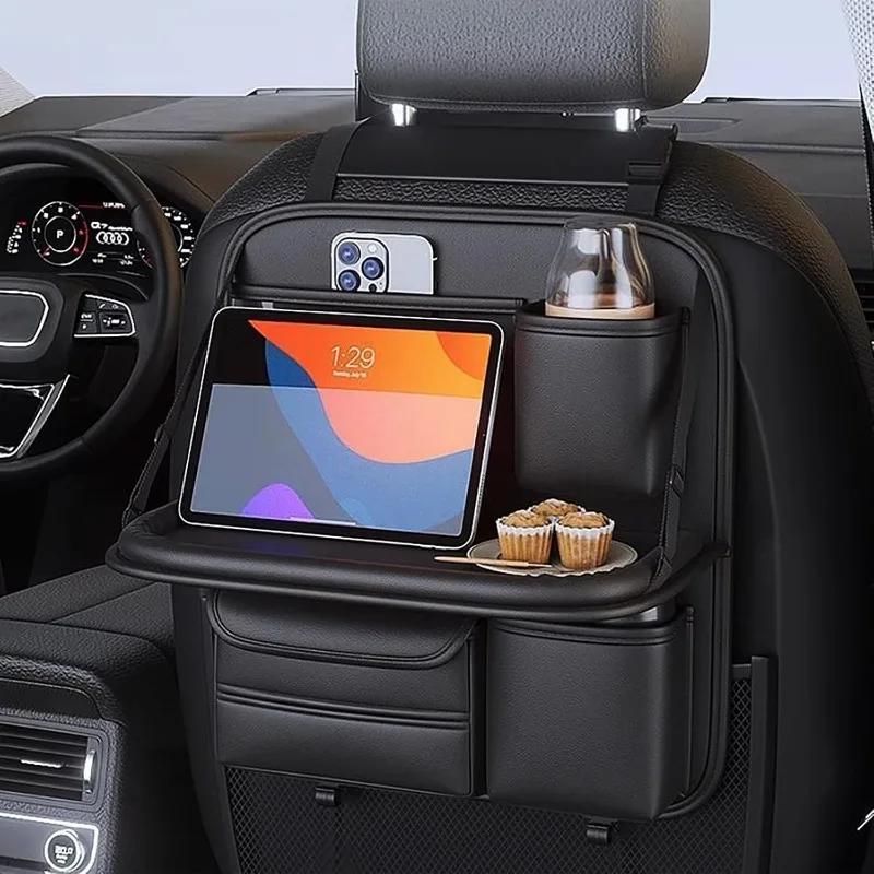 Leather car back seat storage bag, foldable table back seat car storage bag, PVC car back seat storage bag,
