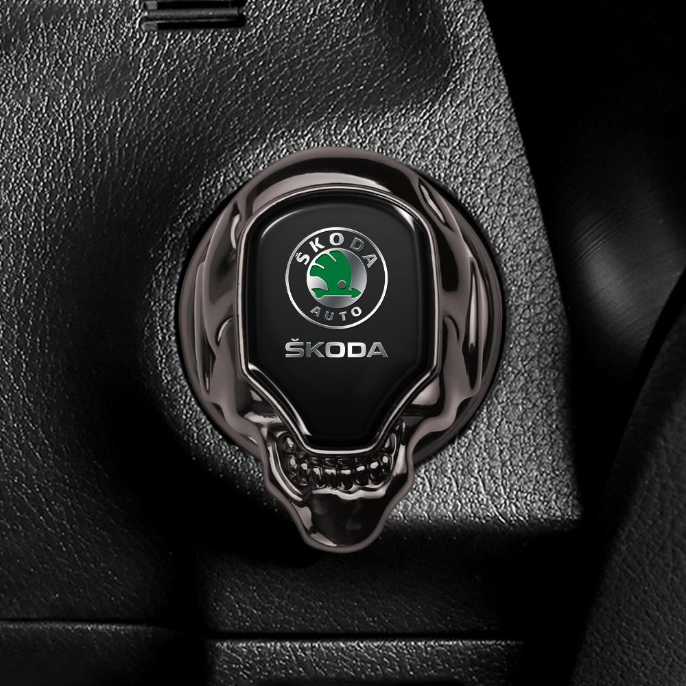 Car Metal One-button Start Button Protective Cove Decoration For Skoda Kodiaq Octavia Fabia Karoq Enyaq Kamiq Superb Scala Rapid