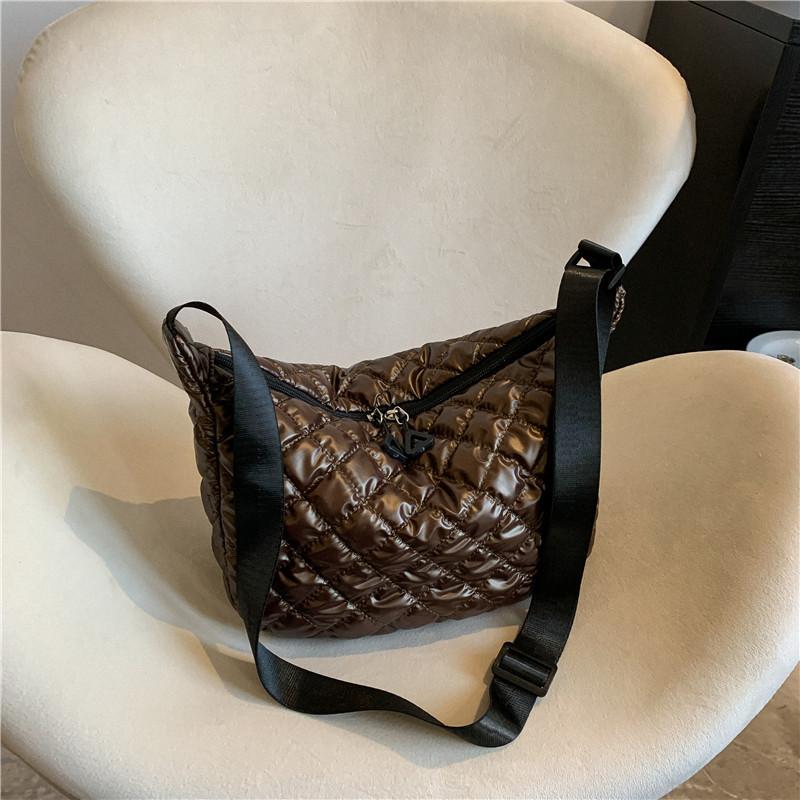 Space Cotton Shoulder Bag Fashion Hobo Crossbody Bags Lattice Pattern All-match Large Capacity Handbags