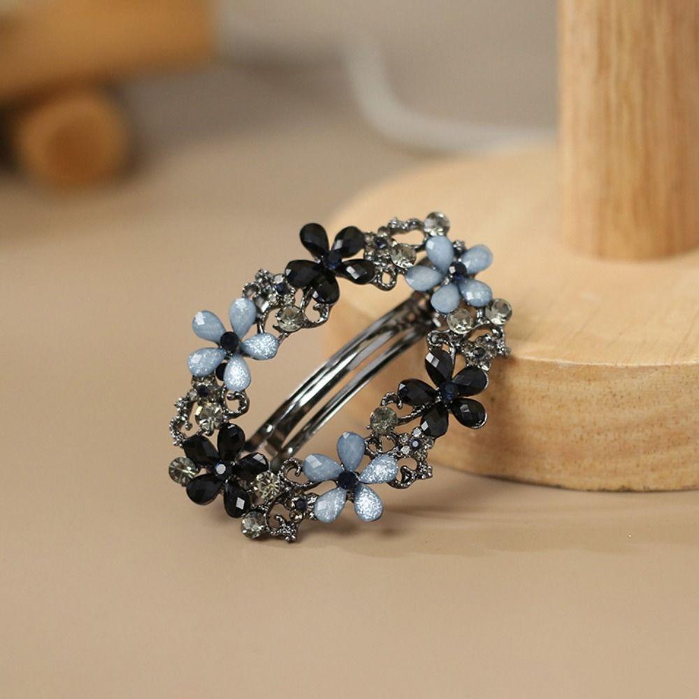 Luxury Oval Flower Hair Clip Rhinestone Zircon Top Clip  For Women Girls Hair Accessories