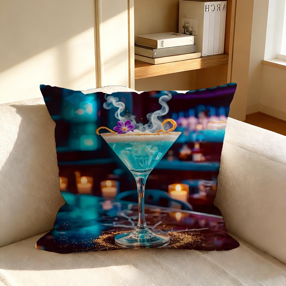Cushion Cover Nordic Style Natural Linen Pillow Cover Durable Washable Pillowcase for Home Bedroom Sofa P Bar Wine Glass