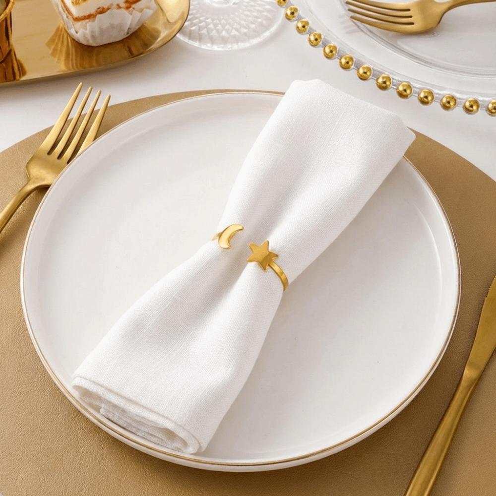 6PCS Modern Star Napkin Buckle Gold/Silver Table Napkin Holder Moon Napkin Rings Table Setting