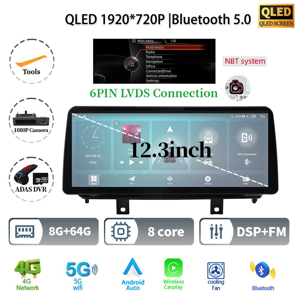 12.3" For BMW X5 F15 X6 F16 2014-2017 Android 14 Car Radio Multimedia 4G GPS Navigation Bluetooth Stereo CarPlay Touch Screen