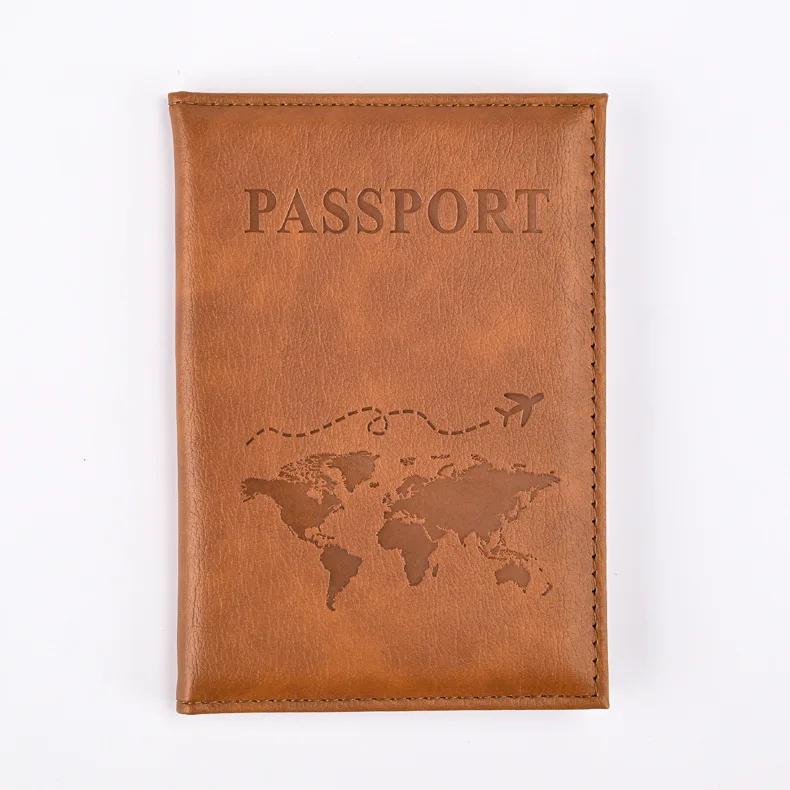 Unisex Airplane Travel Passport Cover PU Leather World Map Case ID Card Holder Wallet