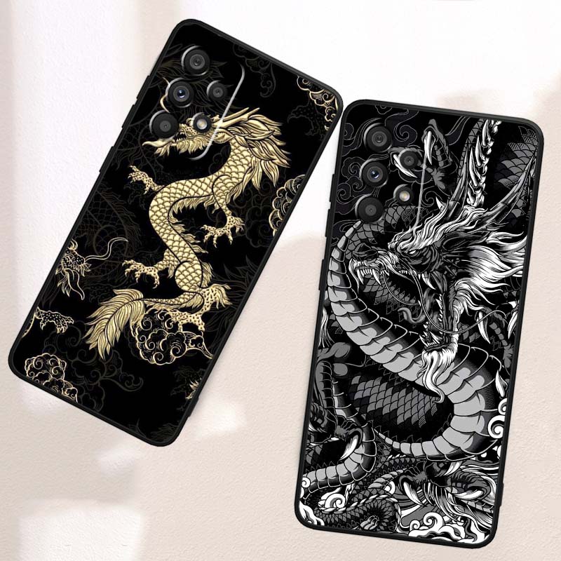 Anime Dragon Design For Samsung A73 A72 A71 A55 A54 A53 A52 A51 A13 A22 A16 A15 A12 A14 A26 A07 5G Black Phone Case