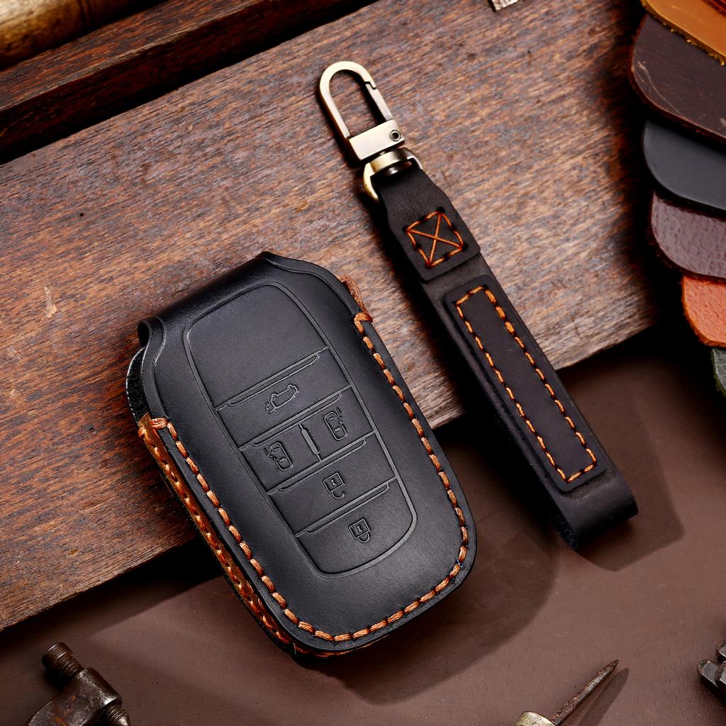 Car Key Case for Toyota BZ4X Key Case Corolla Vios Crazy Horse Leather Car Key Case Genuine Leather