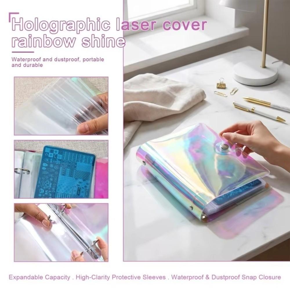 Holographic Laser Nail Stamping Plate Holder Colorful Dustproof Organizer  For Square Round Plates