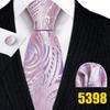 Męskie różowe krawaty Moda Klasyczny w paski Paisley Kwiatowy krawat Handky Zestaw spinek do mankietów Formalne wesele