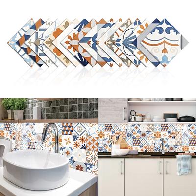15x15cm/20x20cm 16pcs Nordic Style PVC Wall Tile Stickers Kitchen Bathroom Decorative Self Adhesive Wall Stickers