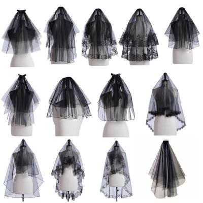 Halloween Costume Accessory Black Veil for Bride Wedding Black Veil for Cosplay Event Role Playing Bridal Hairpiece