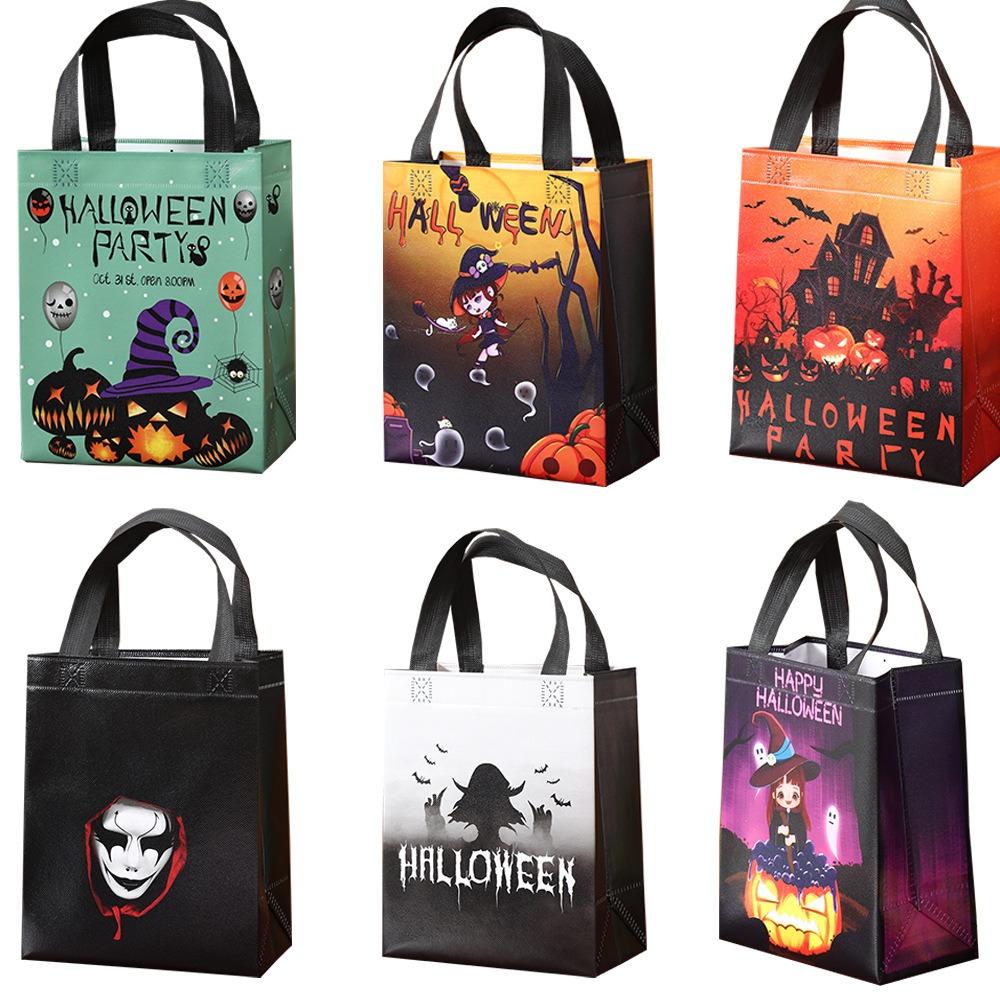 Cartoon Halloween Gift Bag Printed Pumpkin Creative Bag Trendy Halloween Non-woven Handbag Party