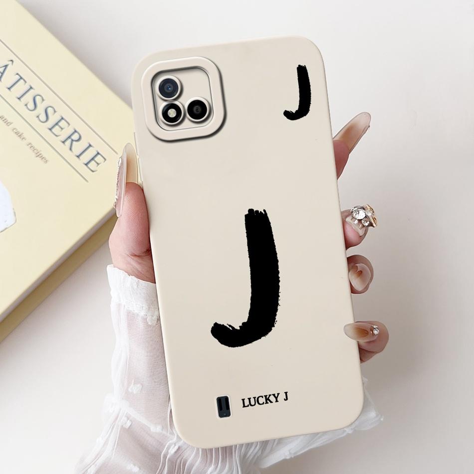 For Realme C11 (2021) Lucky Initial Letter Phone Case For Realme C11 2021 2020 RMX3231 RMX2185 Soft Silicone Shockproof Cases